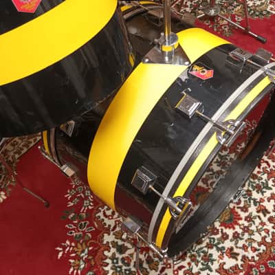 Vintage Eddie Ryan Large Custom Drum Kit – Blue/Yellow – 12,13,14,15,16,24″ image 3