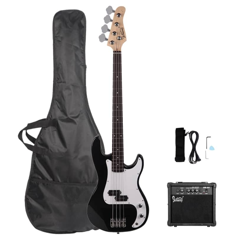 Glarry GP Electric Bass Guitar Black w/ 20W Amplifier image 1