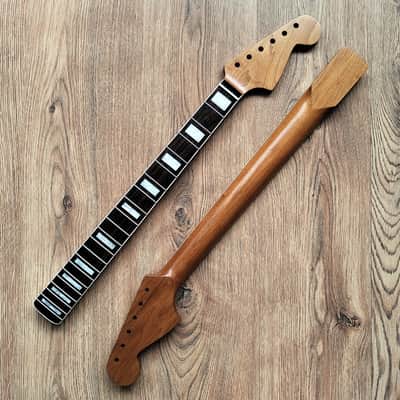 Jazzmaster Compatible Rosewood and Roasted Maple Guitar Neck Nitro Satin 21 Fret Jumbo with Pearl Inlays image 14
