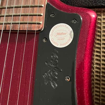 Hofner Shorty Travel Guitar Tune-O-Matic Style & Tailpiece W/Travel Bag - Red Metallic image 4