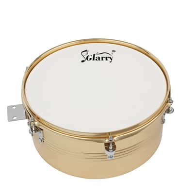 Glarry 13" & 14" Timbales Drum Set with Stand and Cowbell Golden image 2