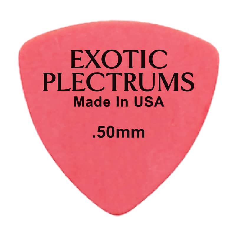 Exotic Plectrums Delrin Red Guitar Or Bass Pick - 0.50 mm Light Gauge - Premium Made In USA - 346 Rounded Triangle Shape - 12 Pack image 1
