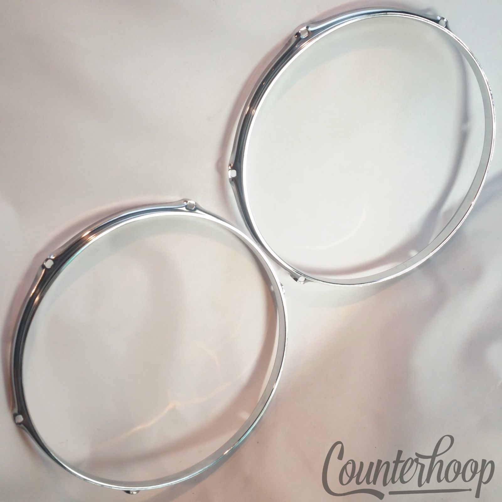 Ludwig 2x 13" Tom Drum Rims/Hoops 6-Hole Batter Triple Flange Chrome 70s Vintage — main photograph