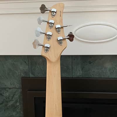 Mike Lull M6 custom left-handed 6-string bass 2023 - translucent red image 10