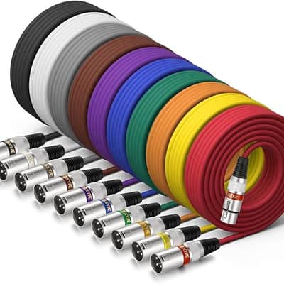 XLR Cable 25 ft 10 Pack 3 Pins Balanced XLR Microphone Cable Male to Female Suitable for Audio Mixer, Speaker Systems, Radio Station image 1