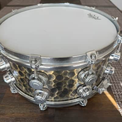 6.5”x14” Custom Hammered Phosphor Bronze Snare Drum with DW hardware image 6