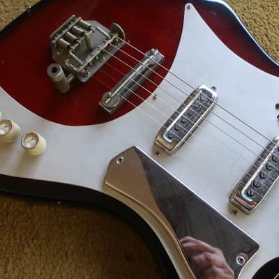 Vintage 1960s Teisco Kawai Wine Red Guitar MIJ Blues Machine Ry Cooder Hound Dog Taylor 2 PU Rare 24.5 scale image 4