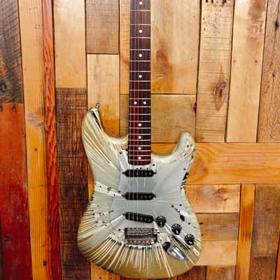 Fender FSR "Splattercaster" Standard Splatter Stratocaster with Rosewood Fretboard 2003 - 2004 - Olympic White, Aztec Gold, and Inca Silver Swirl over Black image 1