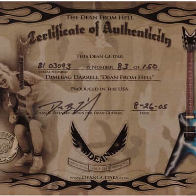 1st Edition Reissue Dean USA Custom ML Dimebag "Dean From Hell" Limited 83/150 image 6