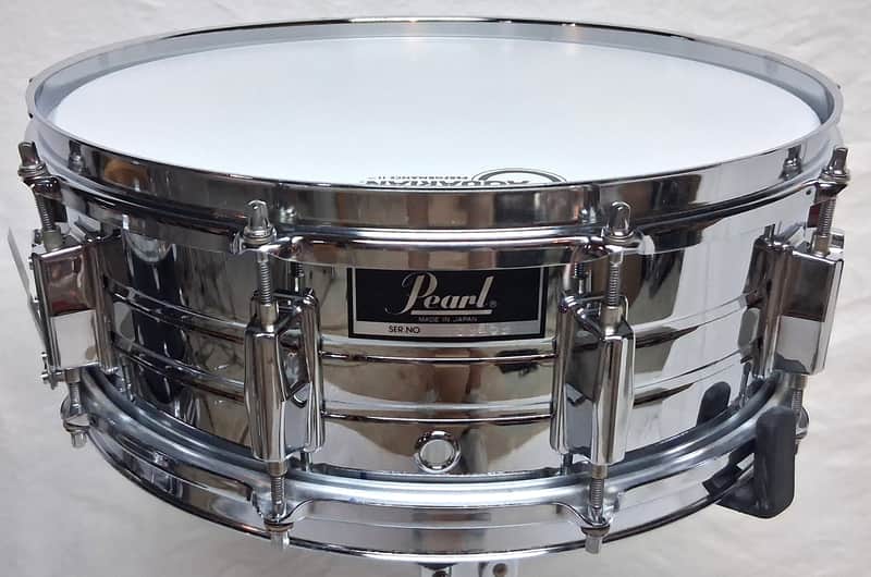 Pearl  Model 4414 Chrome Over Steel 5.5x14" Snare MIJ  Early '80s New Heads image 1