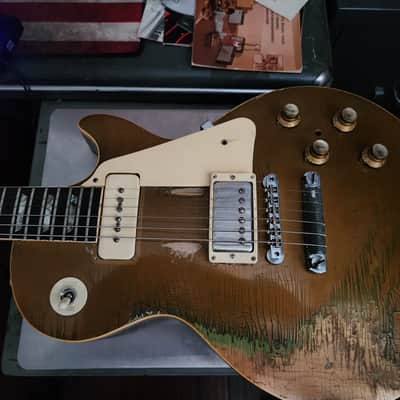 Vintage Gibson Les Paul Deluxe 1971 Goldtop Snatch Standard Coversion Road Warrior image 17