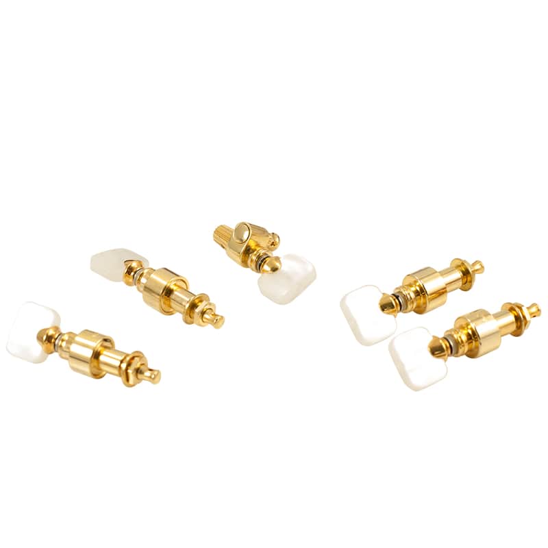 Grover Geared Banjo Pegs (Set of 5) Gold Square Pearloid Buttons image 1