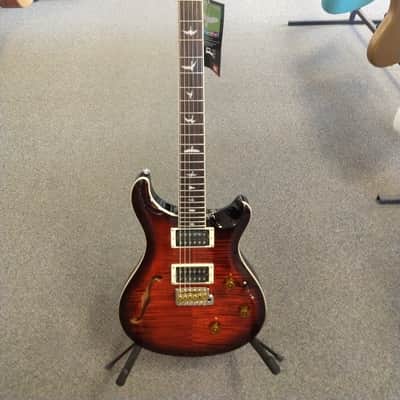 New 2025 PRS Paul Reed Smith SE Custom 24 Semi-Hollow Piezo Electric Guitar - Orange Tiger Smokeburst with PRS SE Gigbag image 3