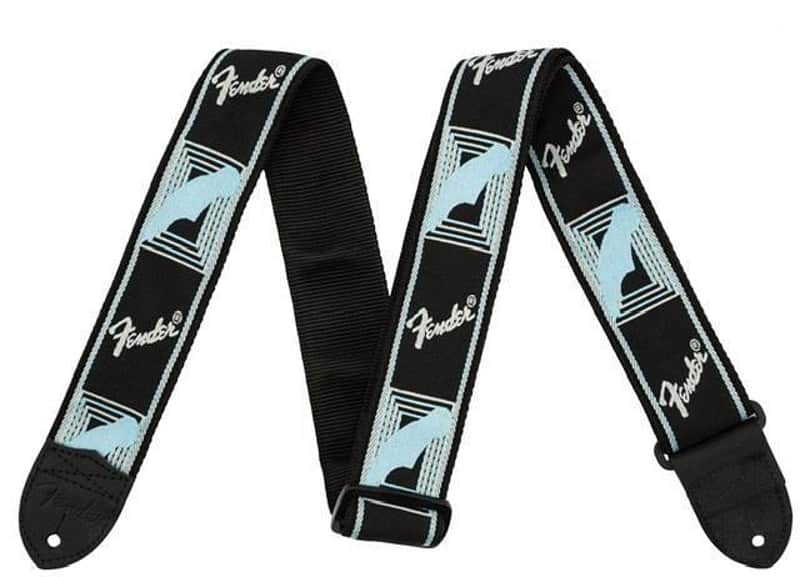 Fender Monogrammed Strap, Black/Light Grey/Blue, 2" Bild 1