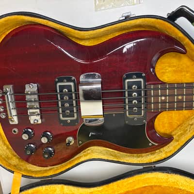 Framus Vintage Framus S-375 SG Bass Short-scale w/set-in neck. Early 1970’s - Cherry image 3