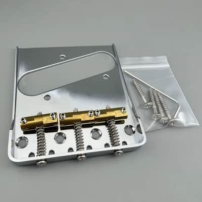 Left Handed Chrome Tele Style Guitar Ashtray Bridge with Brass Saddles image 5