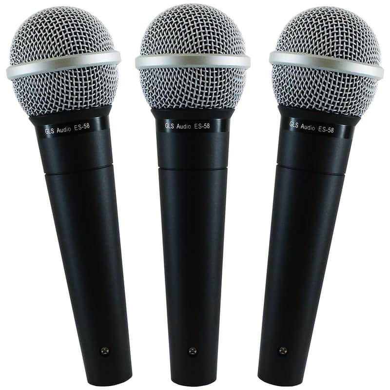 GLS Audio 3 Pack ES-58 ES58 Professional Microphones- Mic w/ free clips P#37-205x3 image 1