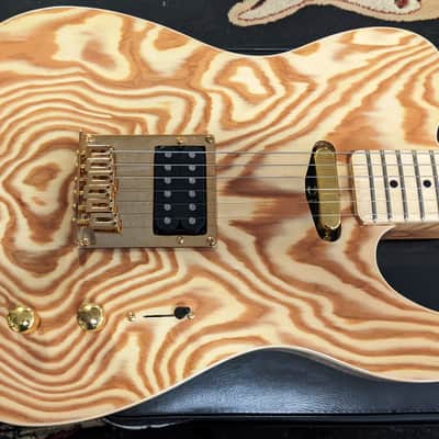 Cozart T-Style Electric Guitar, Flamed Burled Maple Veneer, Humbucker, Gold Hardware, Starter image 1
