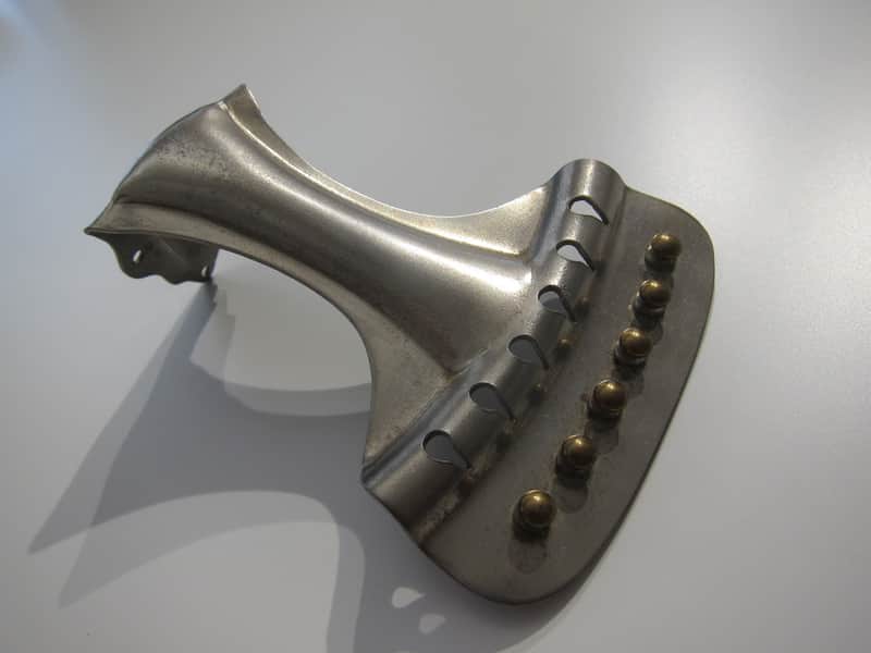 Vintage Oscar Schmidt Six String Acoustic Guitar Tailpiece with Individual Saddles Authentic Vintage Part Circa-1920s-1930s-Nickel Silver image 1