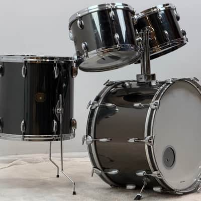 Gretsch 22/12/13/16" 70's Stop Sign Badge Drum Set - Black Mirror Chrome image 3