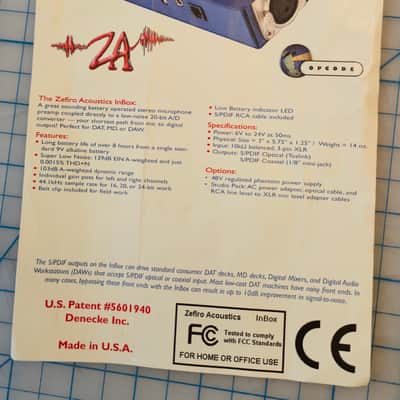 DENECKE - Rare Zefiro Acoustics Inbox - Portable Mic Preamp with 2 ch A/D Converter image 1