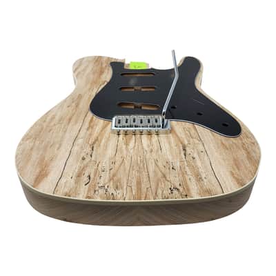 Carparelli  Custom Hybrid Spalted Veneer T/S-Style Guitar Body – 2pc Ash • Cream Binding • SSS Routing • 56mm Tremolo • Unfinished image 5