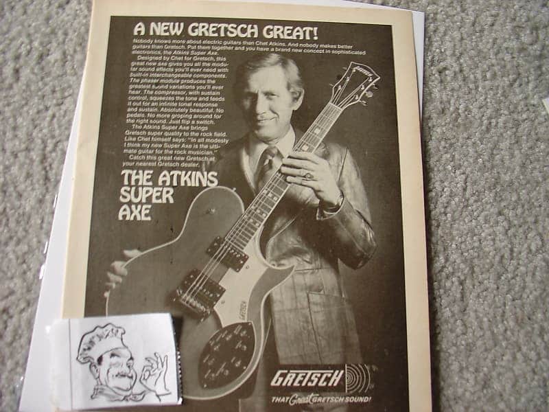 Chet Atkins Vintage Advertisement for Gretsch Chet Atkins Super Ax 1970's image 1