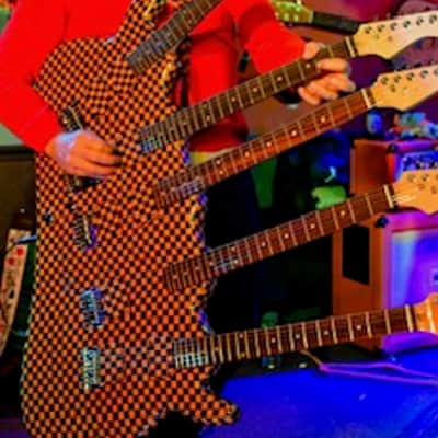 Five Neck Guitar -Checkered -Signed Rick Neilsen image 3
