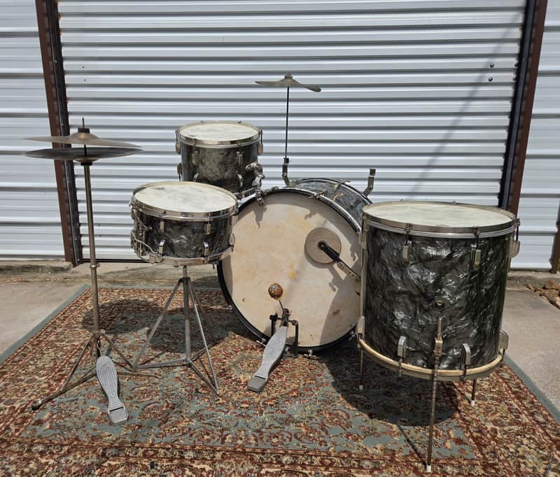 Leedy Broadway "Nite Club" 4 Piece Drum Set - 1946 - Black Diamond Pearl (C019) image 1