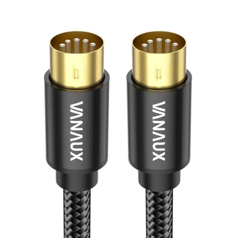 Midi Cable 6Ft, Male To Male 5-Pin Midi Cable Compatible With Midi Keyboard, Keyboard Synth, Rack Synth, Sampler, External Sound Card, Sound Source And More-Black image 1