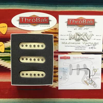 ThroBak '63 MXV Strat Set Aged White Covers Vintage Stagger Formvar Wire image 2