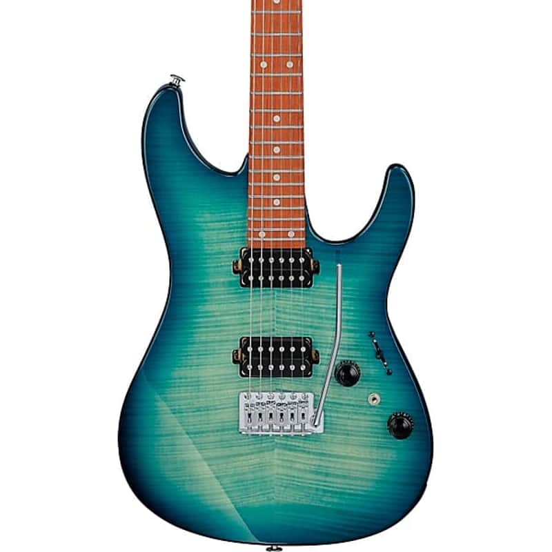 Mint Ibanez AZ24S1F Standard Electric Guitar - Transparent Turquoise Burst image 1