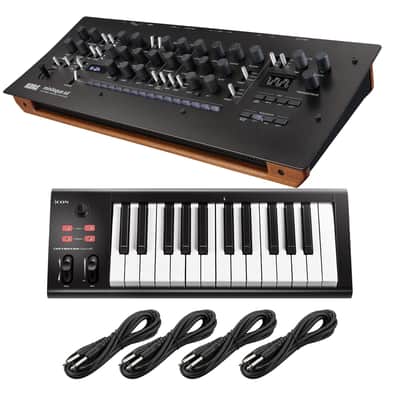 Korg minilogue XD module Polyphonic Analog Synthesizer, Icon iKeyboard 3 Nano 25 Key, (4) 1/4 Cables Bundle