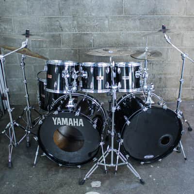Yamaha Tour Custom Double Bass Drum Set (1985–1988) – Made in Japan – Solid Black image 2