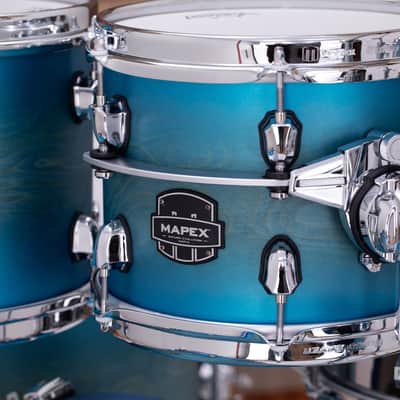 MAPEX SATURN EVOLUTION MAPLE / WALNUT 7 PIECE DRUM KIT, EXOTIC AZURE BURST, SPECIAL SIZES image 12