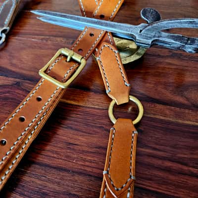 "Frodo" - Elegant hand stitched leather guitar strap with decorative ring image 14