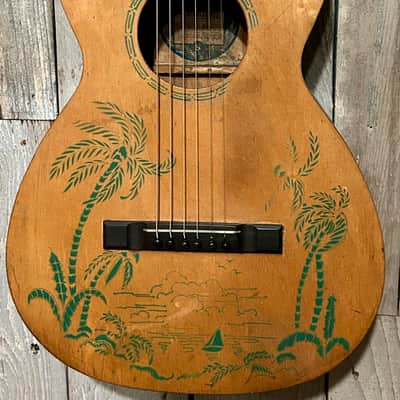 1932 Supertone Hawaiian Scene Parlor, Incredible Vintage Parlor! Comes With Pro Set Up! image 4