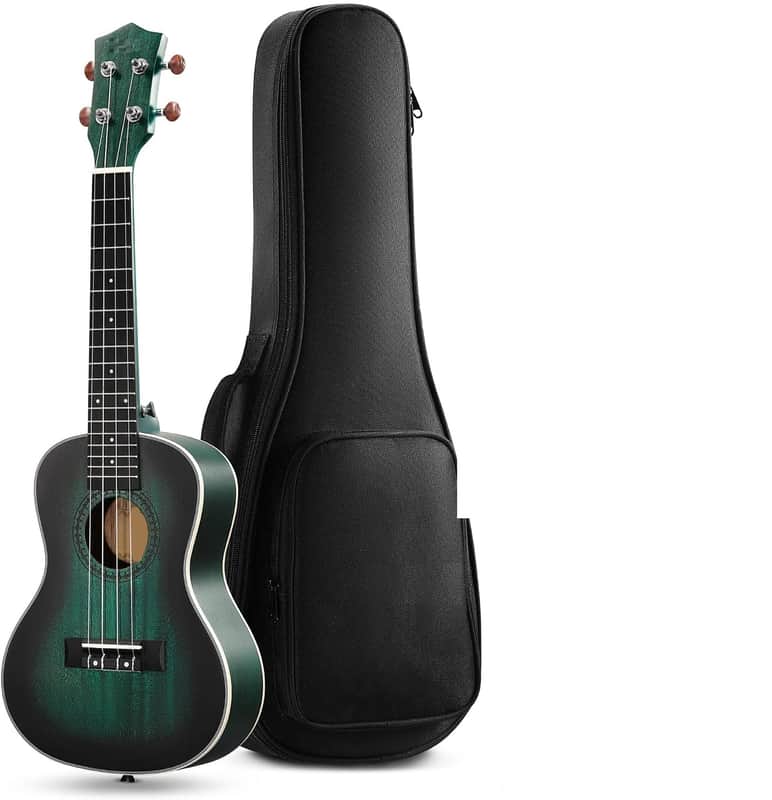 Concert Ukulele Professional 23 Inch Mahogany Ukelele for Adult Beginner Ukele Bundle with Gig Bag Aquila String Pick Tuner Strap Cloth  Drak Green image 1