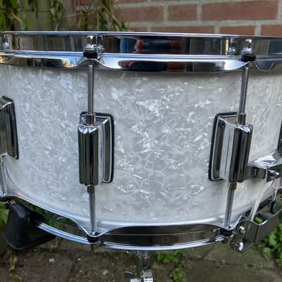 Rogers #37 Dyna-Sonic 6.5x14" Wood Snare Drum with Beavertail Lugs Reissue 2018 - 2020 - White Marine Pearl image 2