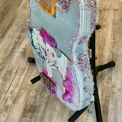 4-String Bass Guitar - Diamond & Pink Rhinestone Sparkle image 5