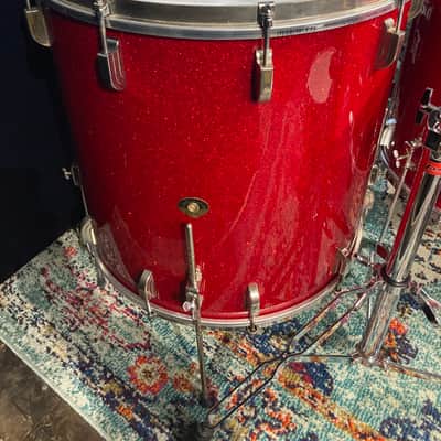Frankie Banali's Quiet Riot - Leedy & Ludwig Restored 6-Piece Set, 24", 20", 16", 13", 12", 14x5" Matching Snare! Immaculate 1950-1955 - Sparkling Red Pearl image 5