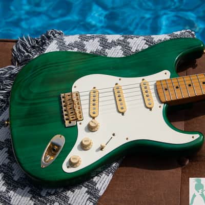 1993 Fender ST57G-65 '57 Stratocaster Reissue - Translucent Green w Gold Hardware - Made in Japan (FujiGen) Pro Set Up w Perfect Frets/Action/Intonation! image 7