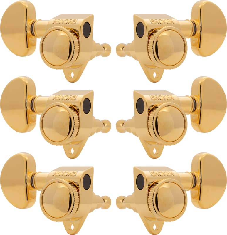 Grover Rotomatic Roto-Grip locking Tuners, 3 per side - Gold image 1