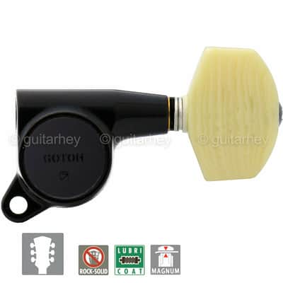 NEW Gotoh SG381-M01 MG Locking Tuners Set L3+R3 LARGE IVORY Buttons 3x3 - BLACK