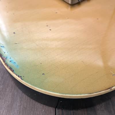 FRANCHIN Mars guitar body Relic Aged Gold Metallic turned green and Black 100% Nitro Lacquer Cracks Single Binding SS Alder Telecaster-Tele-T-Style Made in Italy - Stock piece #23020626 image 9