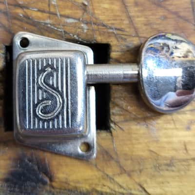 Vintage 1975 Schaller Deluxe West Germany 6 in a line Individual Electric Guitar Tuners plus Tuner Grommets Luthier Parts image 3