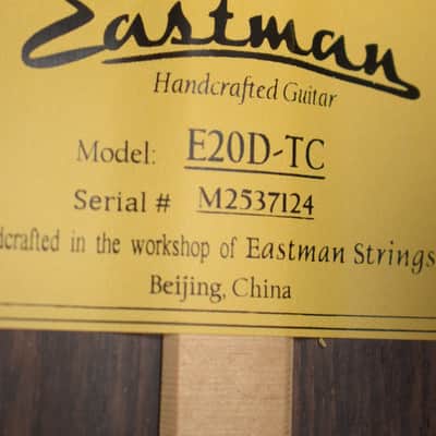 Eastman E20D-TC Thermo-Cured Adirondack Spruce Top Dreadnought Natural Truetone Gloss image 10