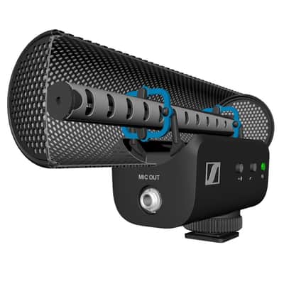 SENNHEISER Professional MKE 400 + Mobile Kit, Directional On-Camera Microphone with Smartphone Clamp & Manfrotto PIXI Mini Tripod, 509257, Auxiliary,Black image 19