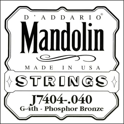 D'Addario J7404 Phosphor Bronze Mandolin Single String Fourth String .040