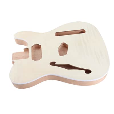 Unfinished Mahogany Wood F Hole Wood Tele Style Electric Guitar Body image 4